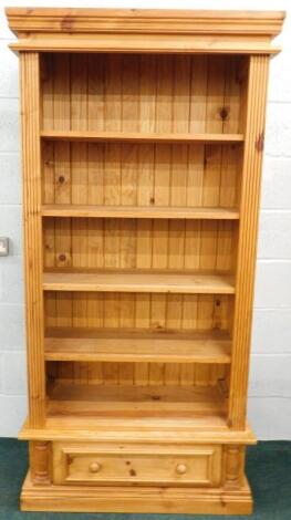 A pine open bookcase