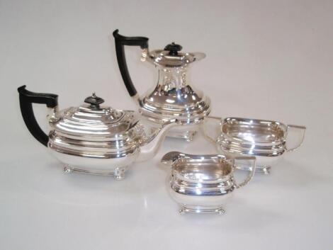 An electroplate London-shape four piece teaset