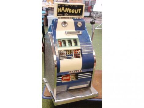 A Bonanza one-arm bandit fruit machine