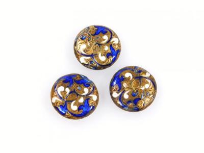 Two sets of three enamel collar studs - 2