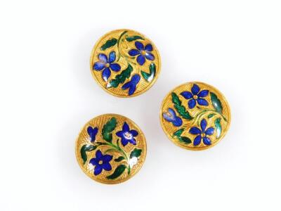 Two sets of three enamel collar studs - 3