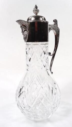 An Elizabeth II silver and cut glass claret jug