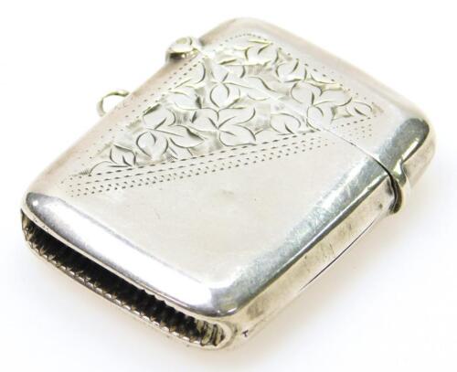 An Edwardian silver vesta case