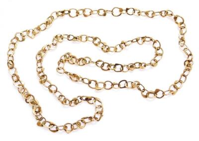 A 9ct gold necklace or watch chain with shaped links - 2