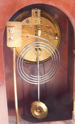 A 19thC mahogany satinwood and boxwood strung mantel clock - 3