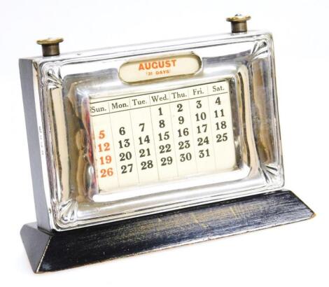 A George V silver fronted desk calendar