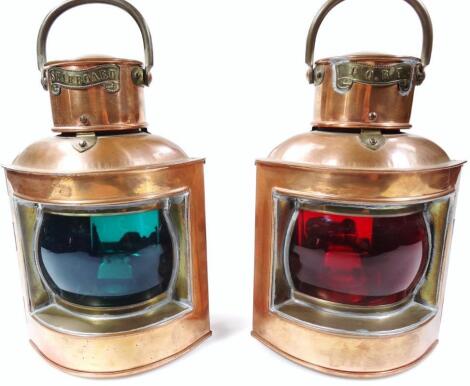 Two 20thC ship lanterns for starboard & port