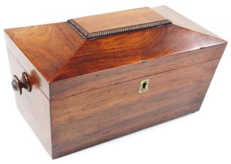 A Regency rosewood tea caddy