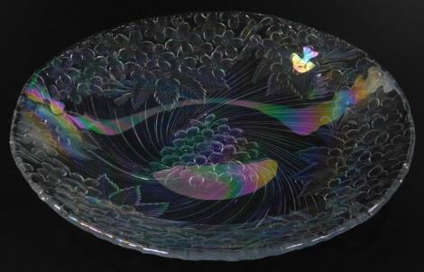 An opalescent moulded glass bowl