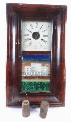 A late 19thC American rosewood and walnut wall clock