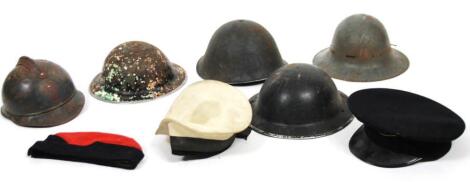 Various war related helmets