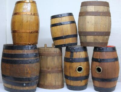 Various early 20thC and later oak coopered barrels