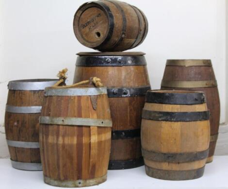 Various oak coopered barrels