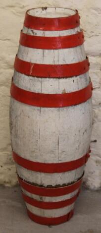 An early 20thC painted coopered barrel