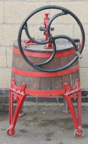 A late 19thC/early 20thC industrial coopered churn