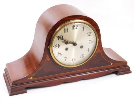 An Edwardian mahogany cased Napoleon hat mantel clock