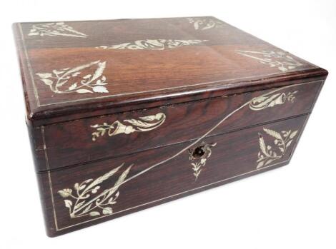 A 19thC rosewood and mother of pearl travelling box