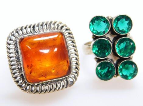 An amber dress ring