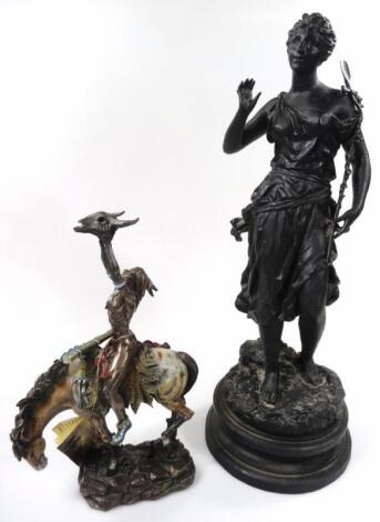 An early 20thC hollow cast spelter figure