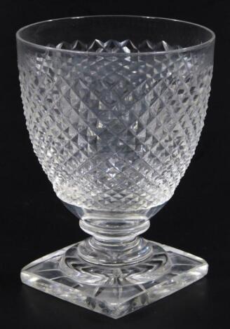 An early 19thC hobnail cut glass rummer