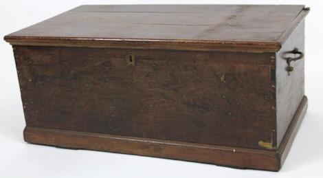 A late 19thC stained plank top tool chest