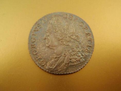 A 1758 shilling.