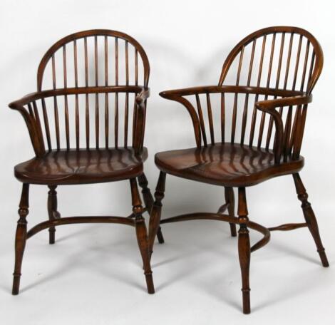 A pair of late 20thC ash and elm Lincolnshire style Windsor chairs