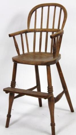 A early 20thC child's ash and elm high chair