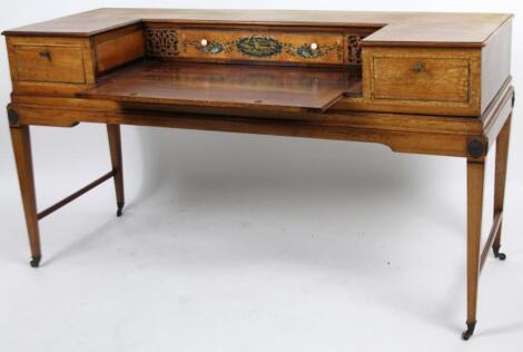 A 19thC square piano come sideboard writing desk