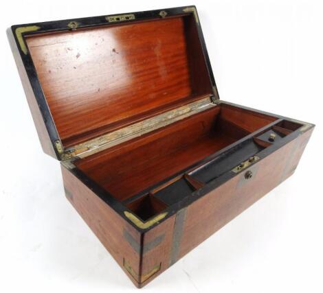 A mid 19thC brass bound campaign writing box