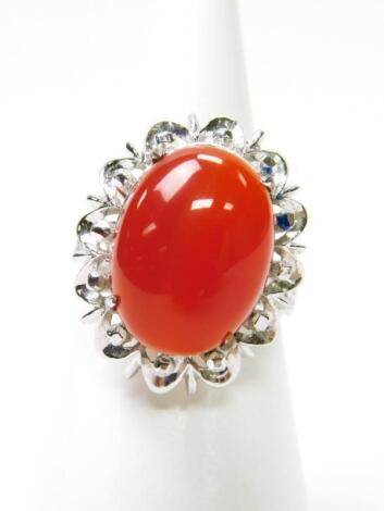 An agate and diamond dress ring