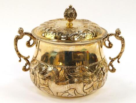 A Victorian silver porringer and cover