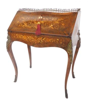 A Victorian rosewood and inlaid lady's writing bureau