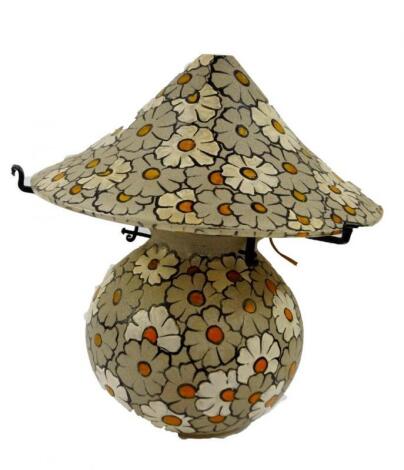 A French early 20thC glass table lamp and shade