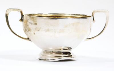 A George V silver two handled sugar bowl