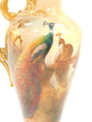 A Royal Worcester porcelain jug painted with peacocks - 2
