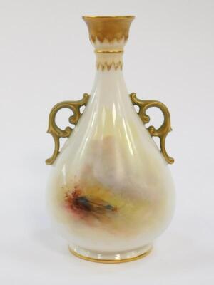 A Royal Worcester porcelain vase painted by E Barker - 2