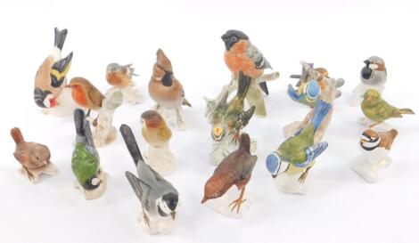 A group of Goebbel pottery figures of birds