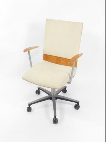 A Klaessons Swedish softwood office swivel chair