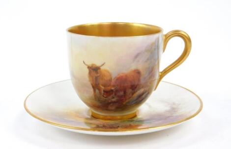 A Royal Worcester porcelain coffee cup and saucer