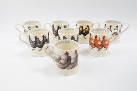 Eight Emma Bridgewater pottery bird mugs