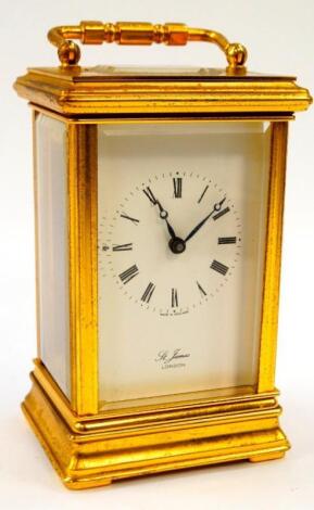 A St James brass cased carriage clock