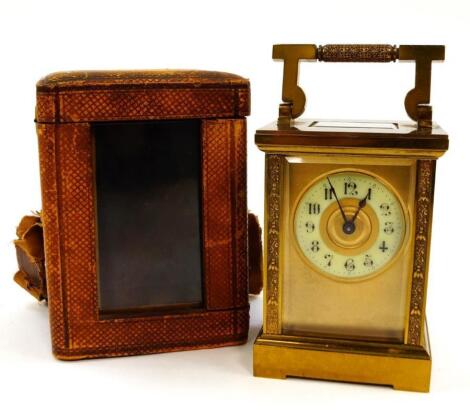 A Victorian brass cased carriage clock