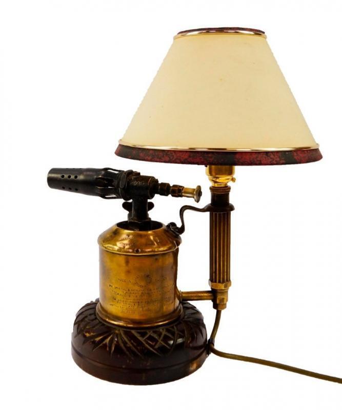 A Max Sievert APM brass blow torch table lamp