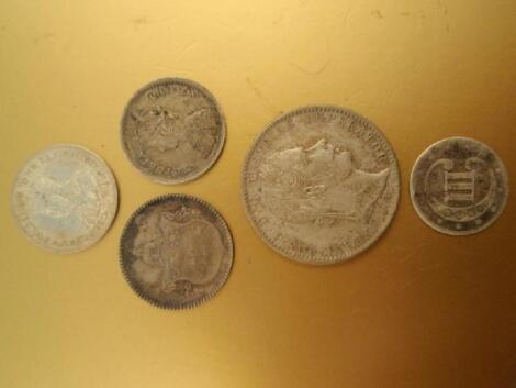 An Australian 1911 3d and four other silver coins