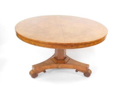 A Victorian burr walnut tilt top breakfast table