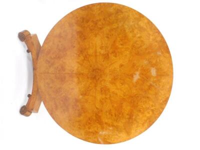 A Victorian burr walnut tilt top breakfast table - 2