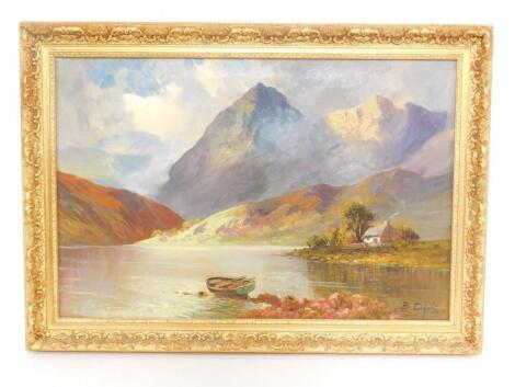 F B Davies (late 19thC). Welsh mountain and lakes scene