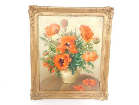 English School (early 20thC). Still life of Poppies in a jug