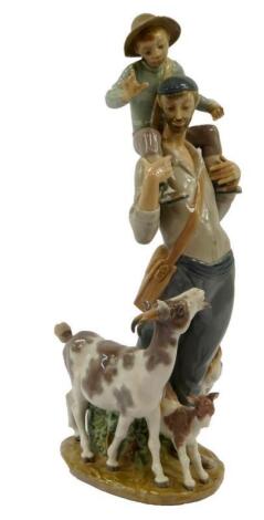 A Lladro porcelain figure of a Goat Herder